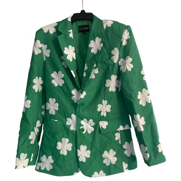Happy Hour Other - NWOT happyhour Saint Patrick's Day Green Blazer Shamrocks Shoulder Pads Size S